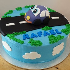 Car - Little Car on Road Birthday Cake (D, V)